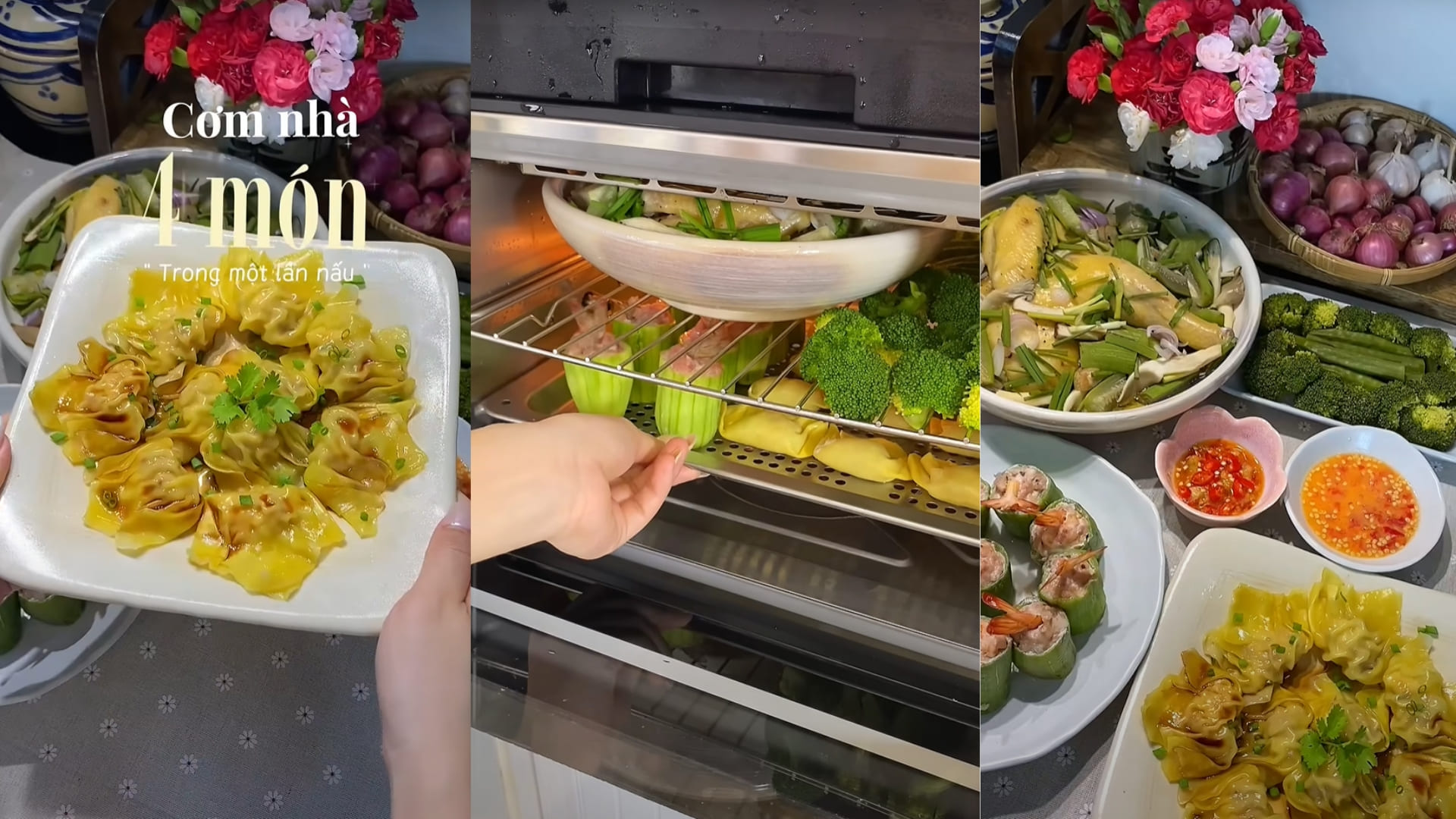 Mướp Nhồi Thịt, Há Cảo, Gà Hấp, Rau Củ Bằng Nồi Chiên Hơi Nước 2Good S100.